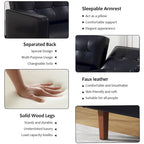 Canapé-lit futon convertible 2 places – Tissu et similicuir, causeuse inclinable 3 positions