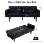Canapé-lit futon convertible 2 places – Tissu et similicuir, causeuse inclinable 3 positions
