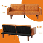 Canapé-lit futon convertible 2 places – Tissu et similicuir, causeuse inclinable 3 positions