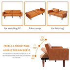Canapé-lit futon convertible 2 places – Tissu et similicuir, causeuse inclinable 3 positions