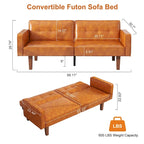 Canapé-lit futon convertible 2 places – Tissu et similicuir, causeuse inclinable 3 positions