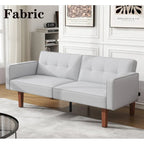 Canapé-lit futon convertible 2 places – Tissu et similicuir, causeuse inclinable 3 positions