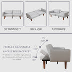 Canapé-lit futon convertible 2 places – Tissu et similicuir, causeuse inclinable 3 positions