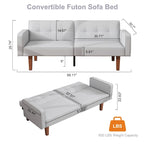 Canapé-lit futon convertible 2 places – Tissu et similicuir, causeuse inclinable 3 positions