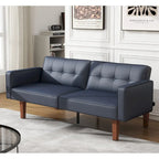 Canapé-lit futon convertible 2 places – Tissu et similicuir, causeuse inclinable 3 positions