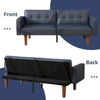 Canapé-lit futon convertible 2 places – Tissu et similicuir, causeuse inclinable 3 positions