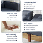 Canapé-lit futon convertible 2 places – Tissu et similicuir, causeuse inclinable 3 positions