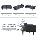 Canapé-lit futon convertible 2 places – Tissu et similicuir, causeuse inclinable 3 positions