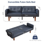 Canapé-lit futon convertible 2 places – Tissu et similicuir, causeuse inclinable 3 positions