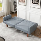 Canapé-lit futon convertible 2 places – Tissu et similicuir, causeuse inclinable 3 positions