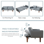 Canapé-lit futon convertible 2 places – Tissu et similicuir, causeuse inclinable 3 positions