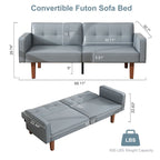 Canapé-lit futon convertible 2 places – Tissu et similicuir, causeuse inclinable 3 positions