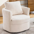 Fauteuil pivotant cylindrique en lin et tissu "Teddy" beige/gris/blanc, une place