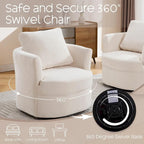 Fauteuil pivotant cylindrique en lin et tissu "Teddy" beige/gris/blanc, une place