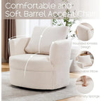 Fauteuil pivotant cylindrique en lin et tissu "Teddy" beige/gris/blanc, une place