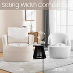 Fauteuil pivotant cylindrique en lin et tissu "Teddy" beige/gris/blanc, une place