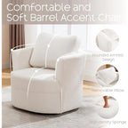 Fauteuil pivotant cylindrique en lin et tissu "Teddy" beige/gris/blanc, une place