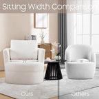Fauteuil pivotant cylindrique en lin et tissu "Teddy" beige/gris/blanc, une place