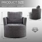 Fauteuil pivotant cylindrique en lin et tissu "Teddy" beige/gris/blanc, une place