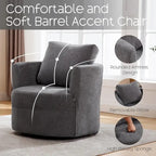 Fauteuil pivotant cylindrique en lin et tissu "Teddy" beige/gris/blanc, une place