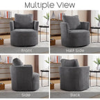 Fauteuil pivotant cylindrique en lin et tissu "Teddy" beige/gris/blanc, une place