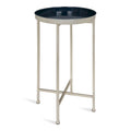 Table d'appoint pliante ronde en métal bleu marine et argent
