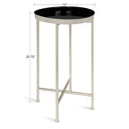 Table d'appoint pliante ronde en métal bleu marine et argent
