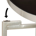 Table d'appoint pliante ronde en métal bleu marine et argent