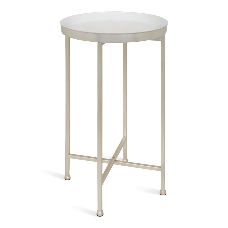 Table d'appoint pliante ronde en métal bleu marine et argent