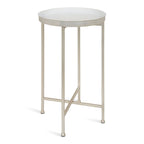 Table d'appoint pliante ronde en métal bleu marine et argent
