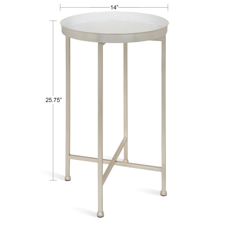 Table d'appoint pliante ronde en métal bleu marine et argent