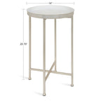 Table d'appoint pliante ronde en métal bleu marine et argent
