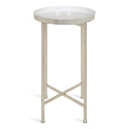 Table d'appoint pliante ronde en métal bleu marine et argent