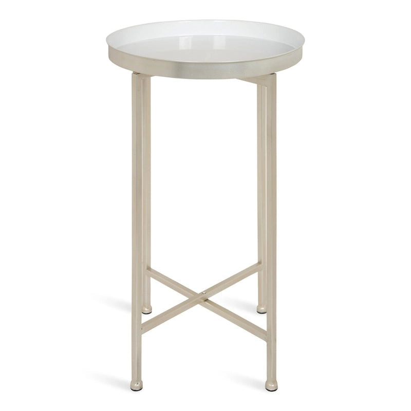 Table d'appoint pliante ronde en métal bleu marine et argent