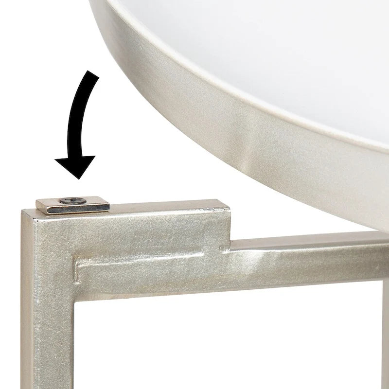 Table d'appoint pliante ronde en métal bleu marine et argent