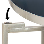 Table d'appoint pliante ronde en métal bleu marine et argent