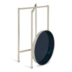 Table d'appoint pliante ronde en métal bleu marine et argent