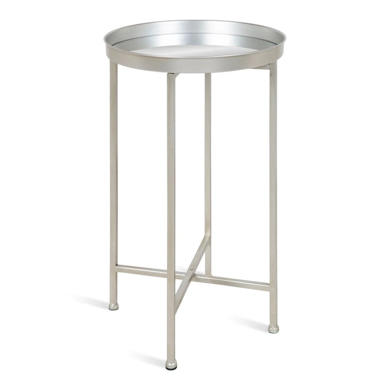 Table d'appoint pliante ronde en métal bleu marine et argent