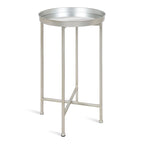 Table d'appoint pliante ronde en métal bleu marine et argent