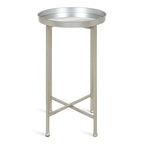 Table d'appoint pliante ronde en métal bleu marine et argent