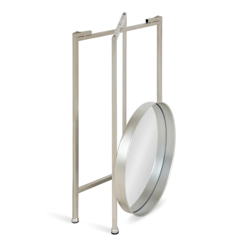 Table d'appoint pliante ronde en métal bleu marine et argent