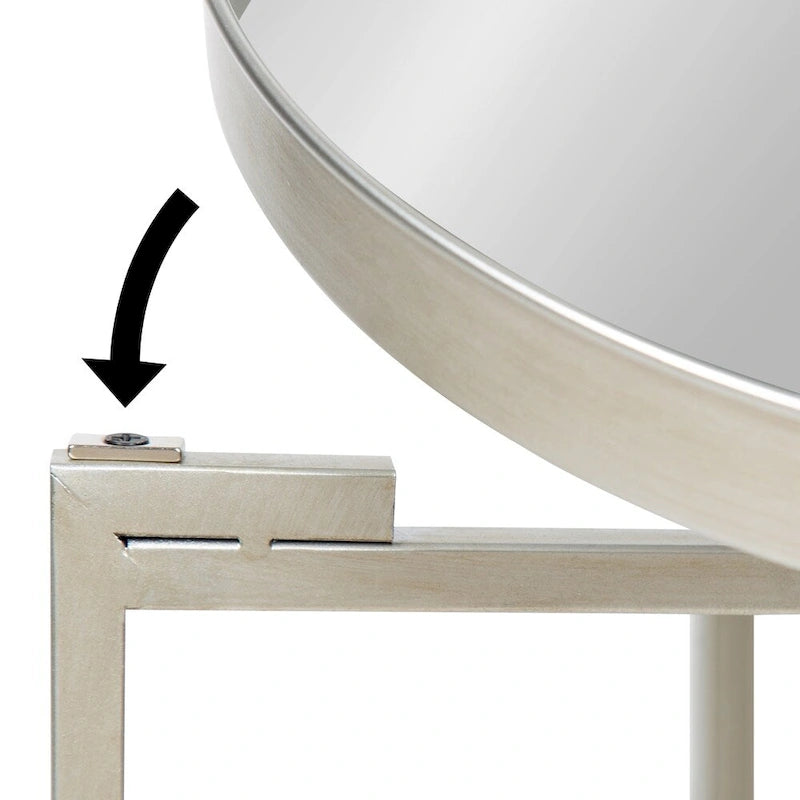 Table d'appoint pliante ronde en métal bleu marine et argent