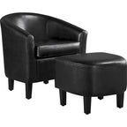 Fauteuil club cylindrique et pouf en similicuir noir/marron, 1 place