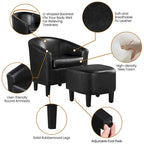 Fauteuil club cylindrique et pouf en similicuir noir/marron, 1 place