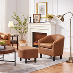 Fauteuil club cylindrique et pouf en similicuir noir/marron, 1 place