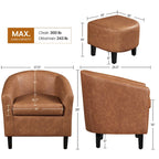 Fauteuil club cylindrique et pouf en similicuir noir/marron, 1 place