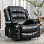 Fauteuil inclinable, pivotant et berçant individuel noir/marron avec massage et chaleur