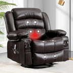 Fauteuil inclinable, pivotant et berçant individuel noir/marron avec massage et chaleur