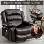 Fauteuil inclinable, pivotant et berçant individuel noir/marron avec massage et chaleur