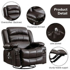 Fauteuil inclinable, pivotant et berçant individuel noir/marron avec massage et chaleur